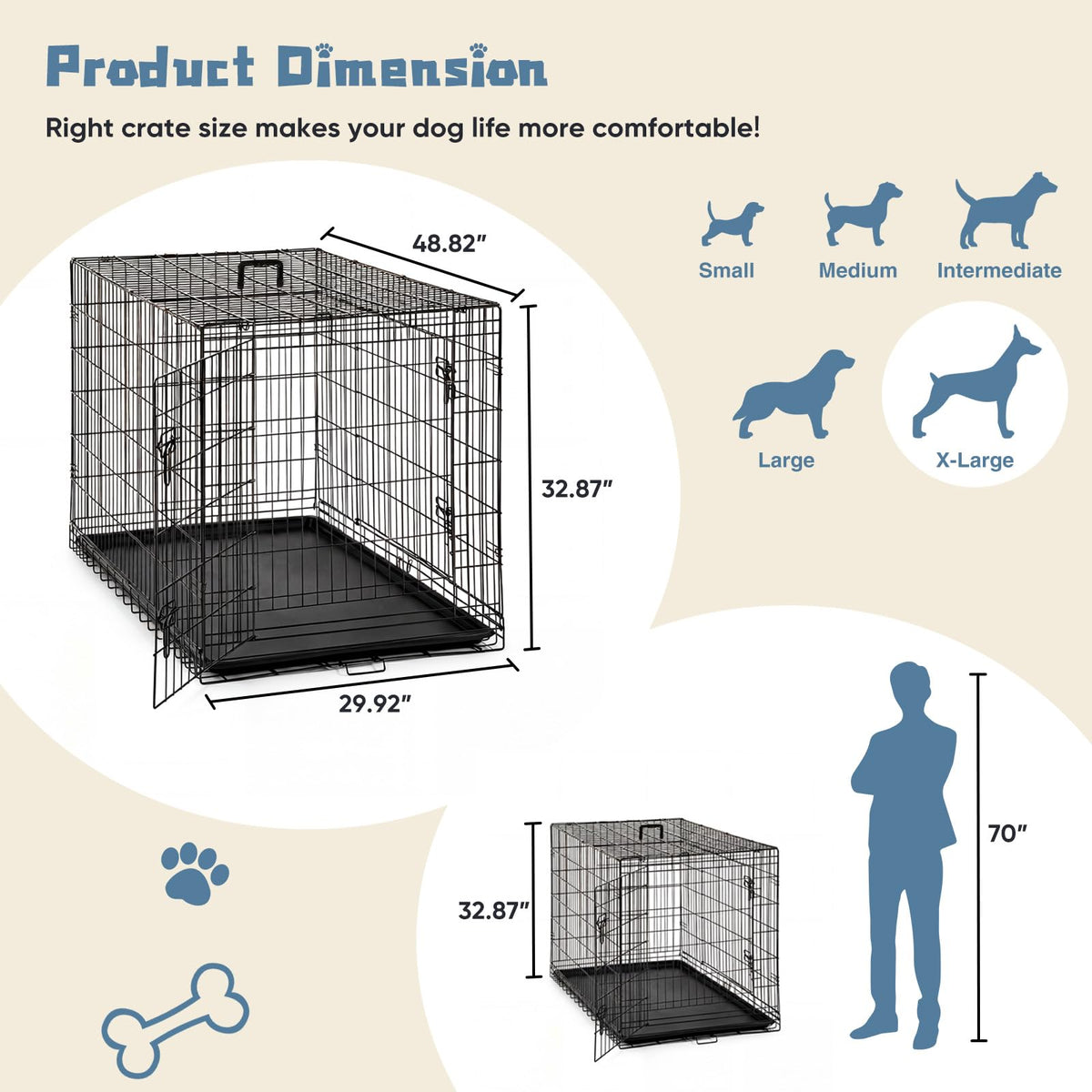48 Inch Foldable Dog Crate H172