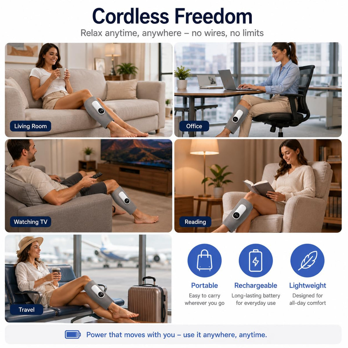 Cordless Air Massage Kneading Leg Massager L3671
