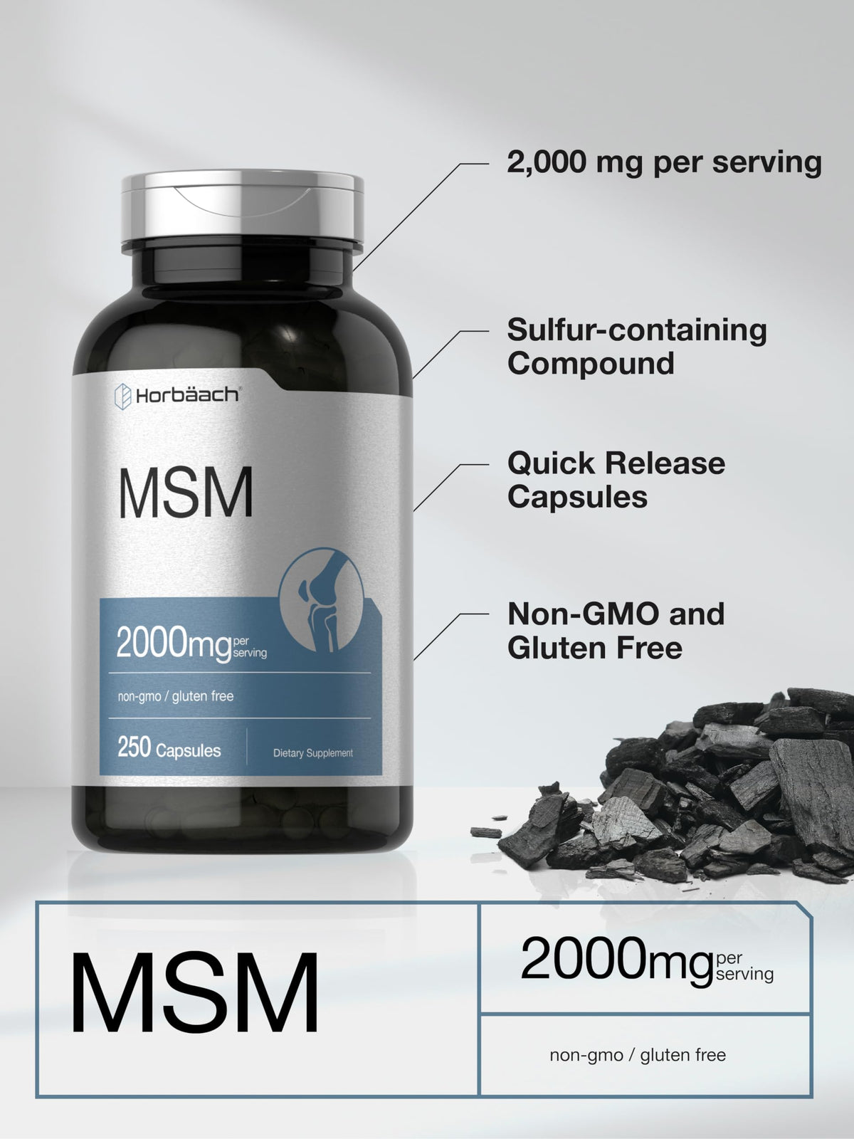 MSM Methylsulfonylmethane 2000mg 250 Capsules V617766