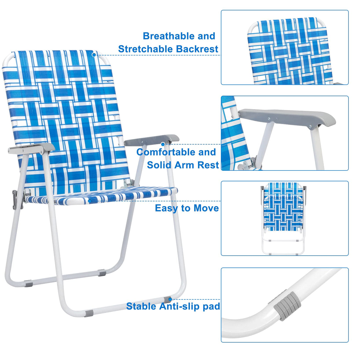 Folding Webbed Lawn Beach Chair T224