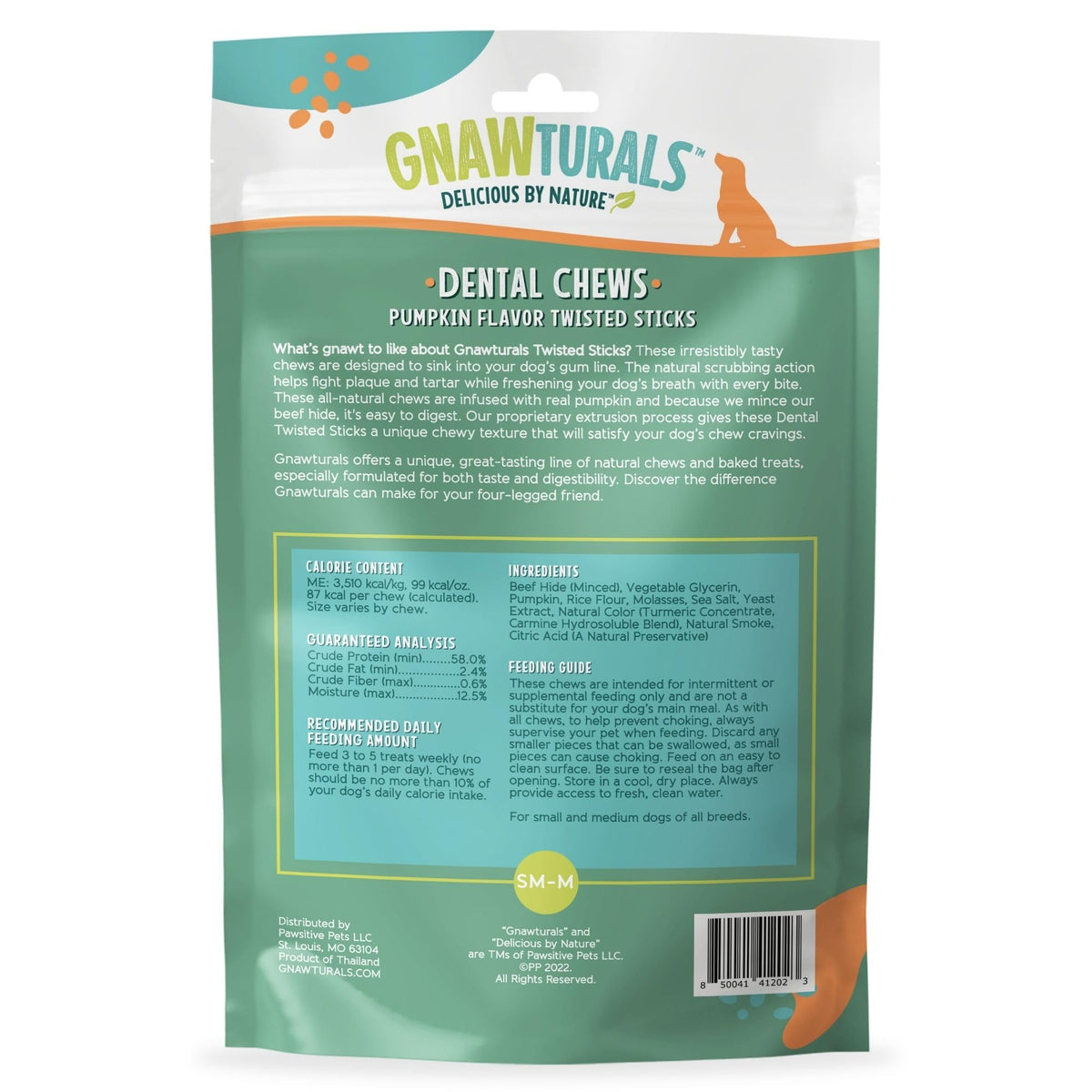 Twisted Sticks Dental Chews for Dogs (5 Sticks, Pumpkin) T2592