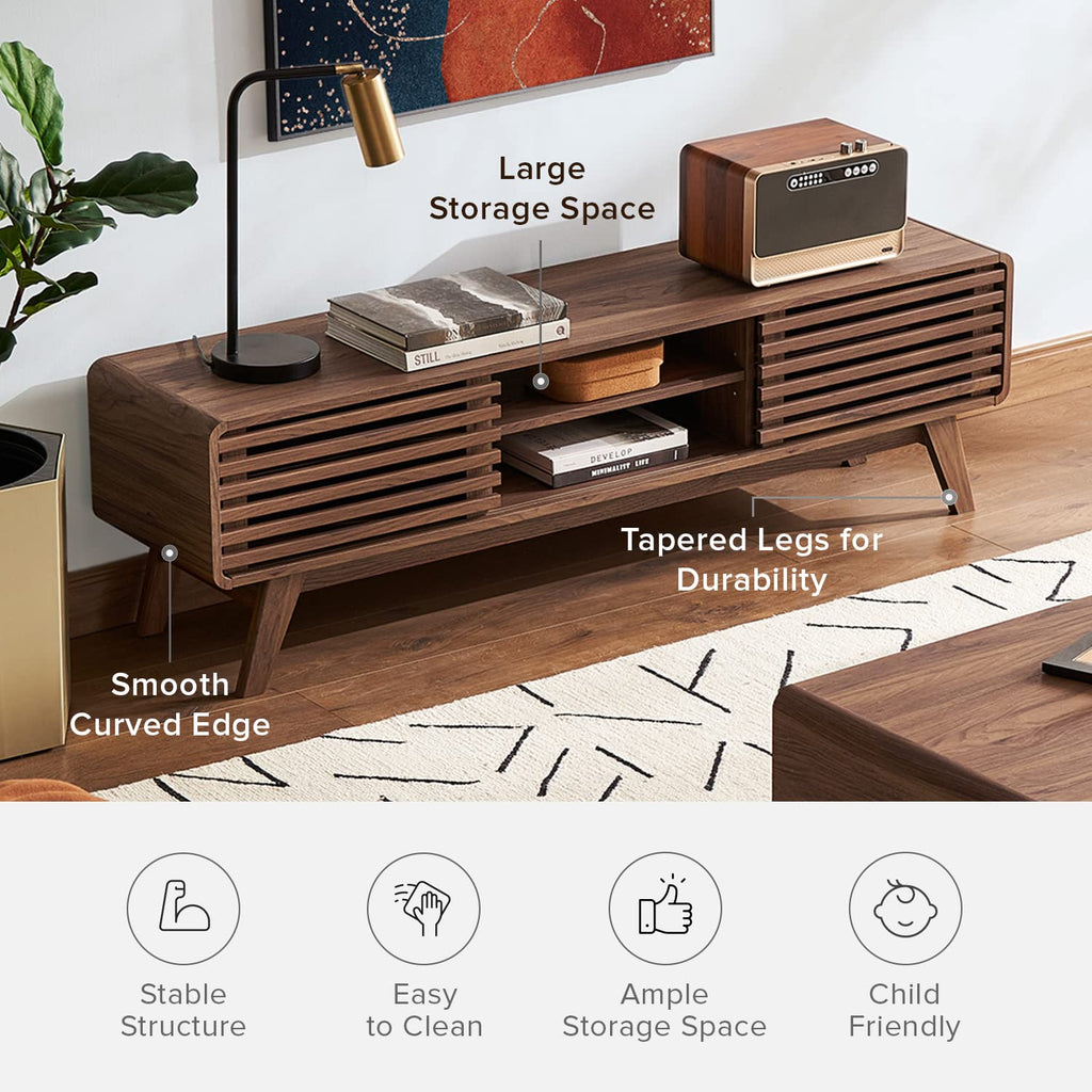Walnut 59 inch TV Stand with Storage C87786