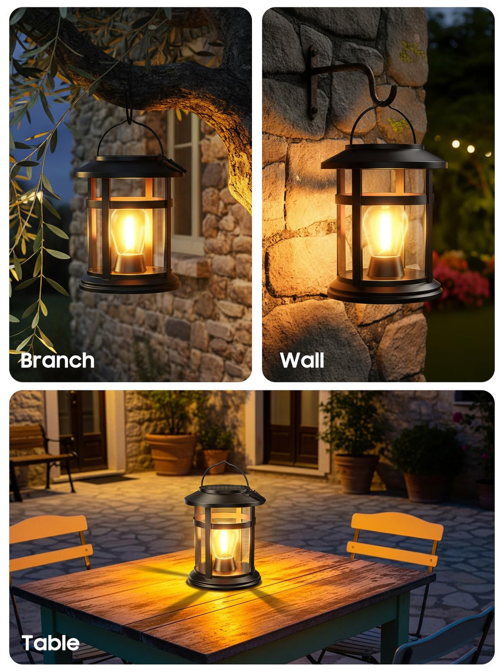 2 Pack Waterproof Solar Lantern Outdoor W6254