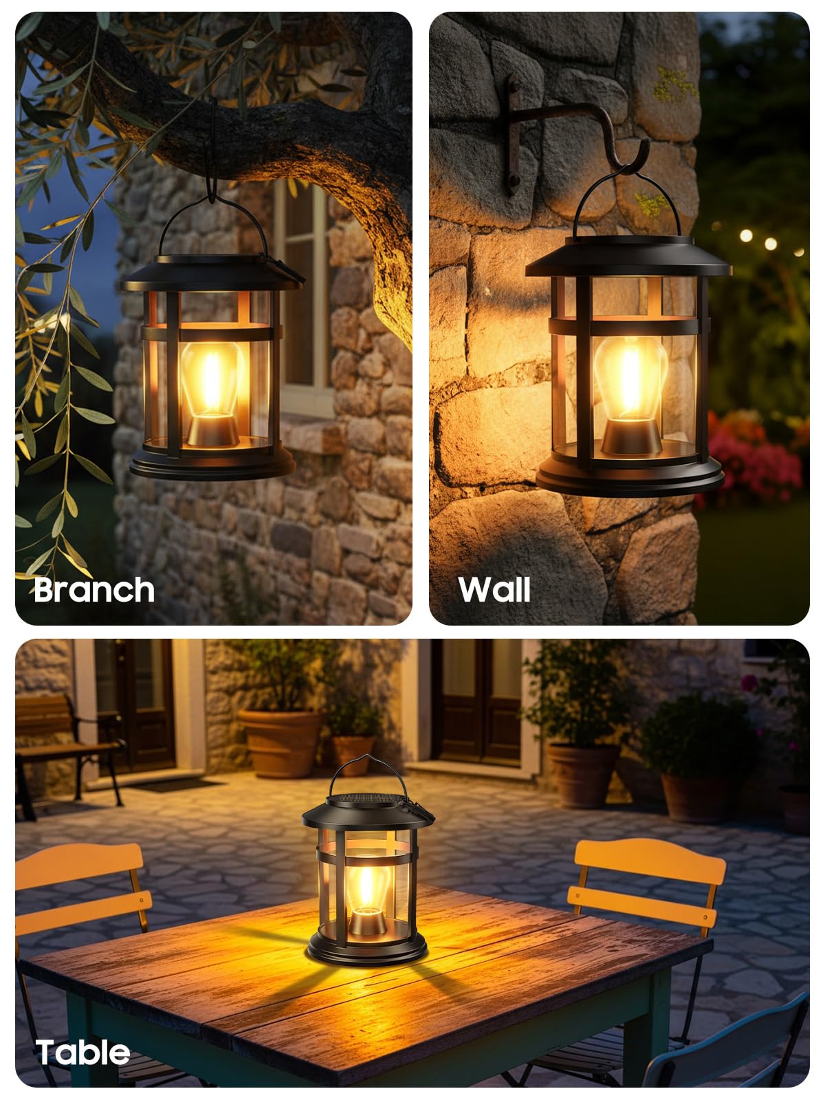 2 Pack Waterproof Solar Lantern Outdoor W6254