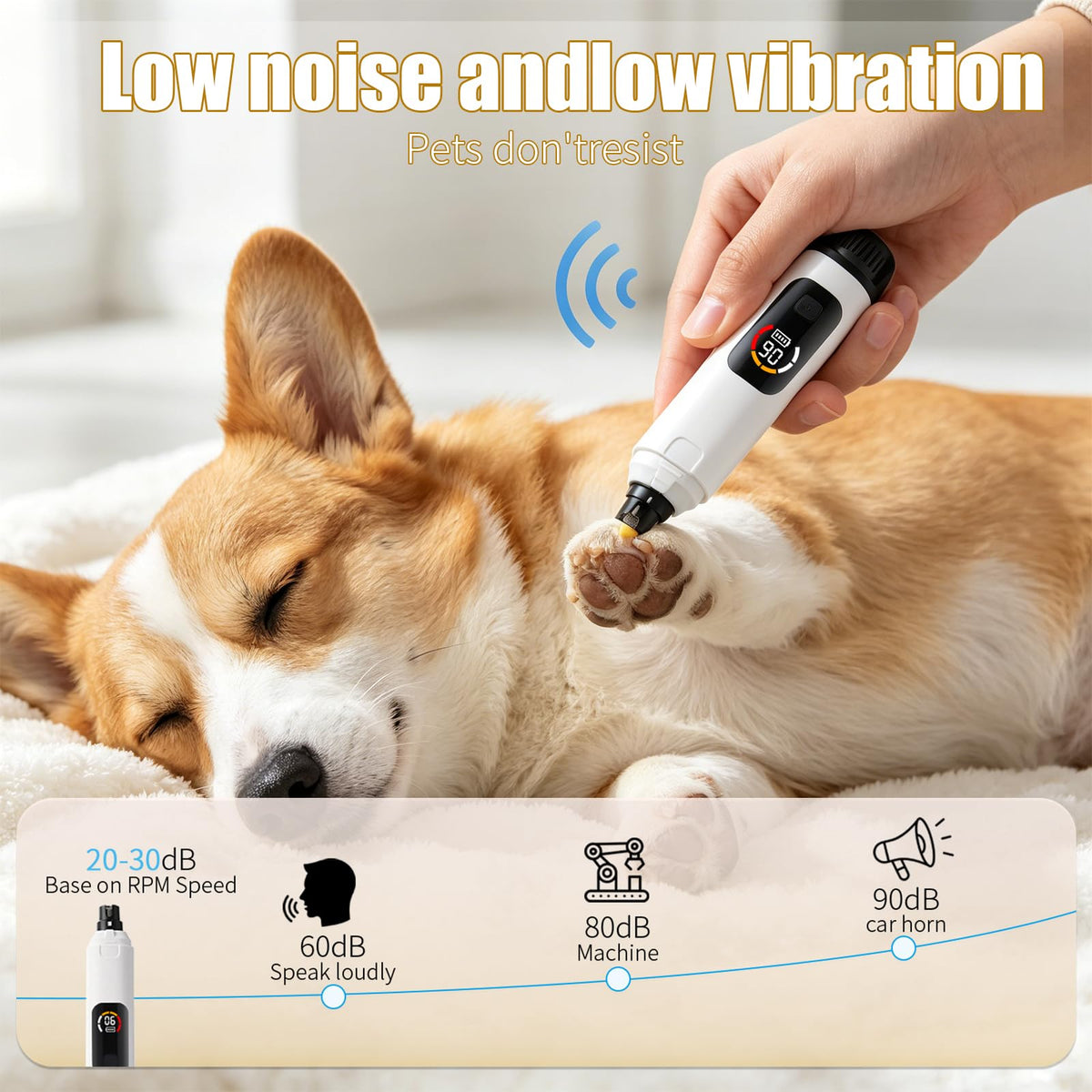 Dog Nail Grinder with LCD Screen, 6 Speeds, 4 Grinding Heads Z421