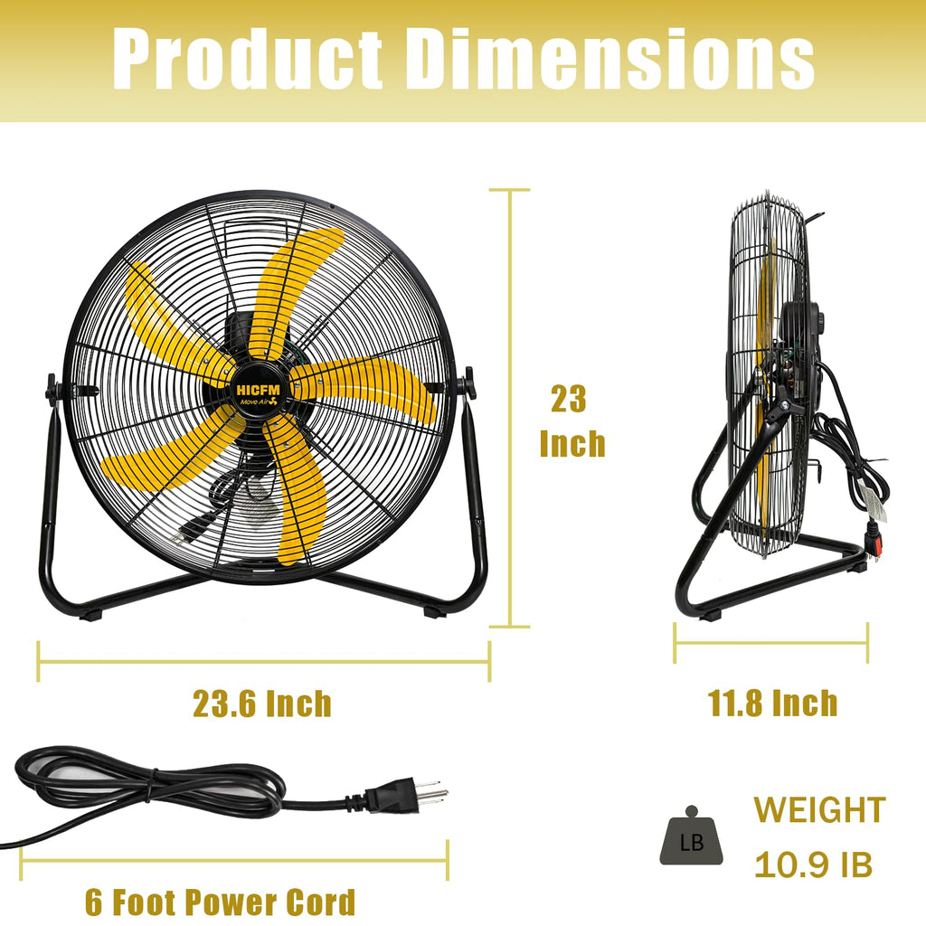 2 Pcs 20-inch 5300 CFM High Velocity Metal Floor Fan Q83196