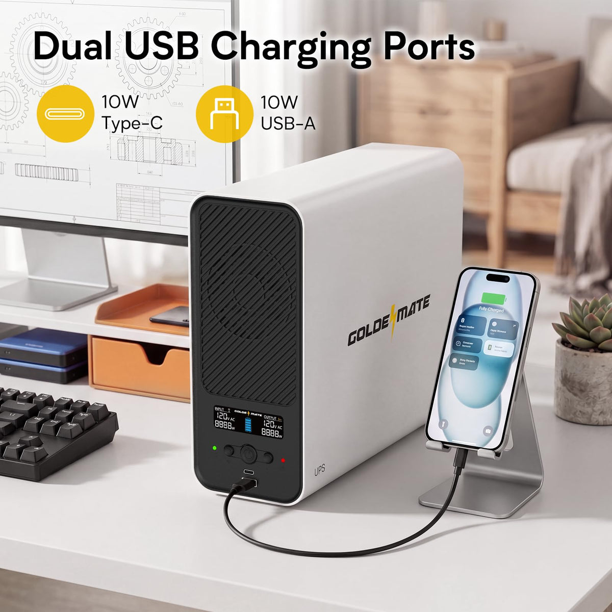 White 1500VA/1000W Lithium UPS Battery Backup & Surge Protector G161007
