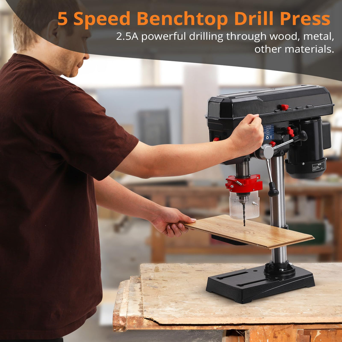 8 Inch 2.5A Benchtop Drill Press with 5 Speed Adjustable P86793