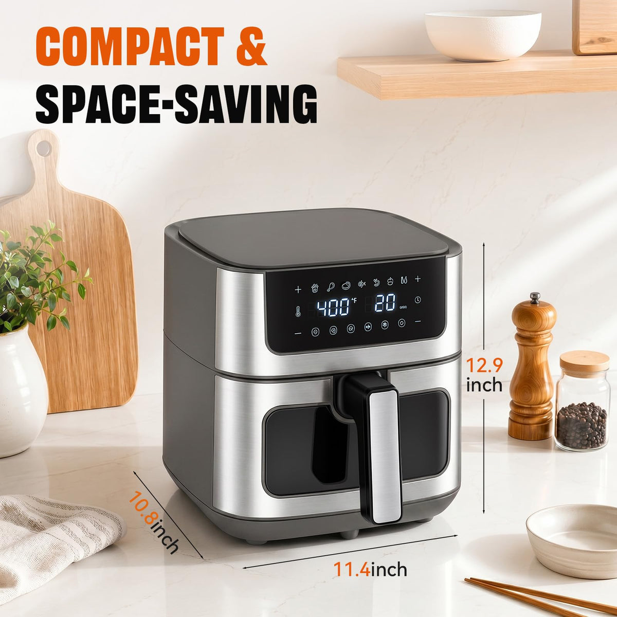 8-in-1 Air Fryer 6 Quarts with Presets and Window V4562