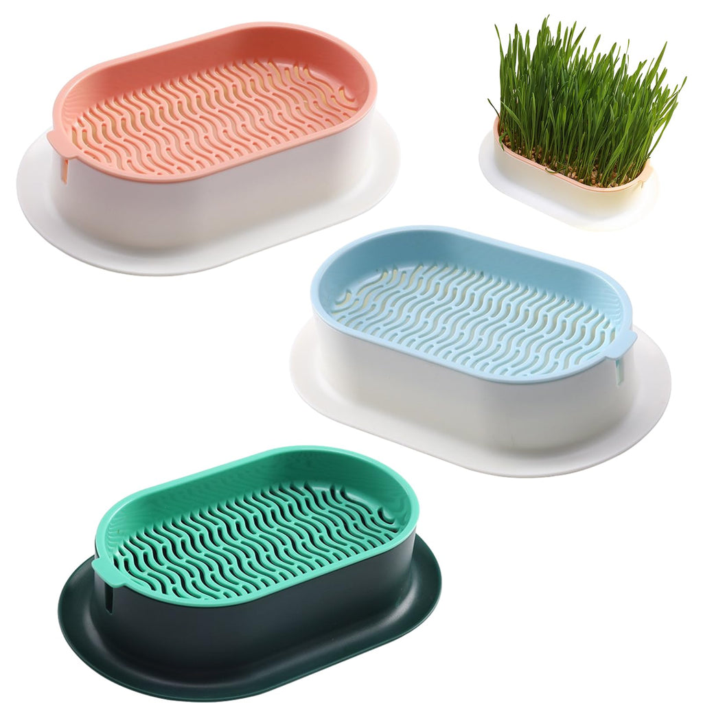 Cat Grass Planter Box, 3 Pcs Plastic Growing Trays U55952