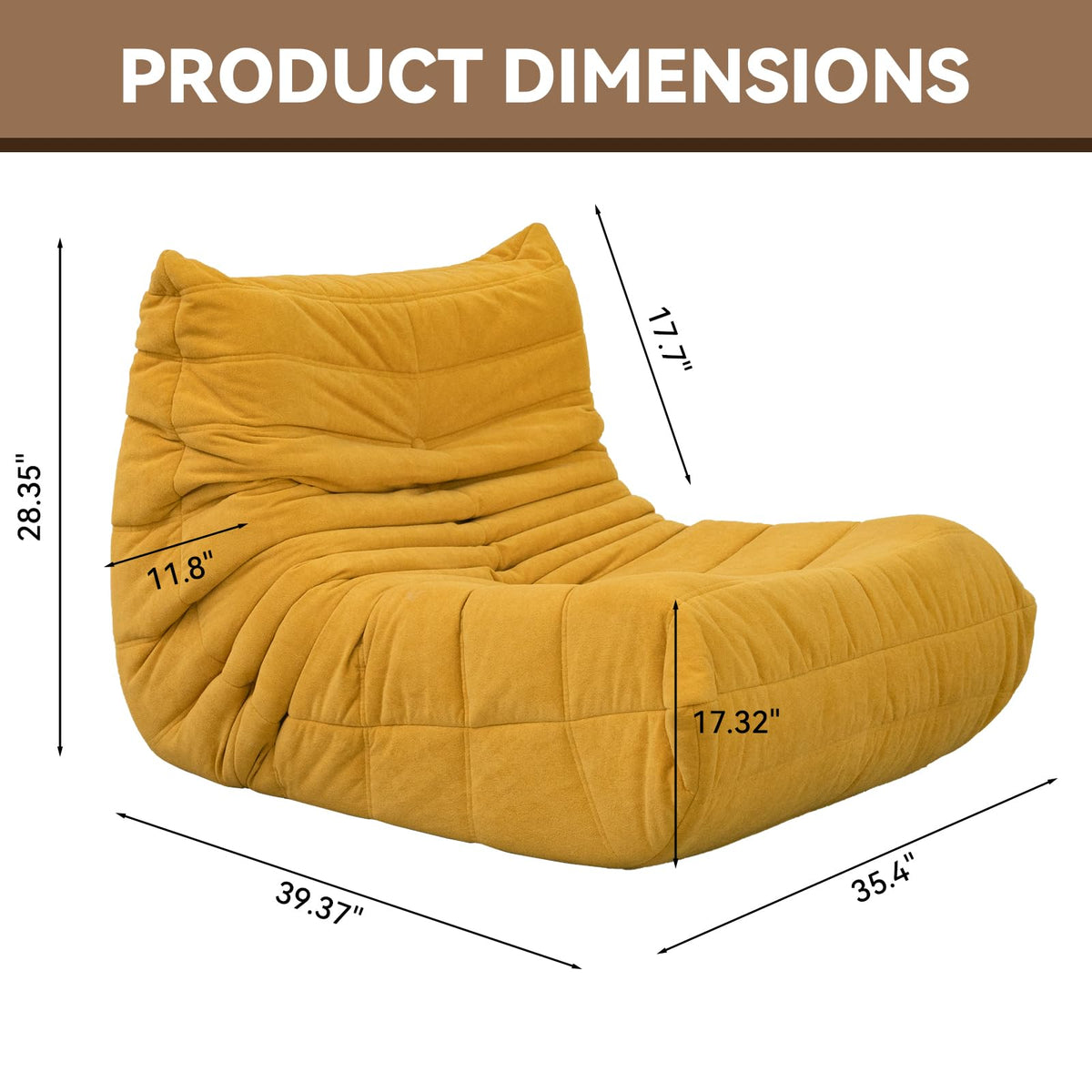 Yellow Memory Foam Bean Bag Chair Y53737
