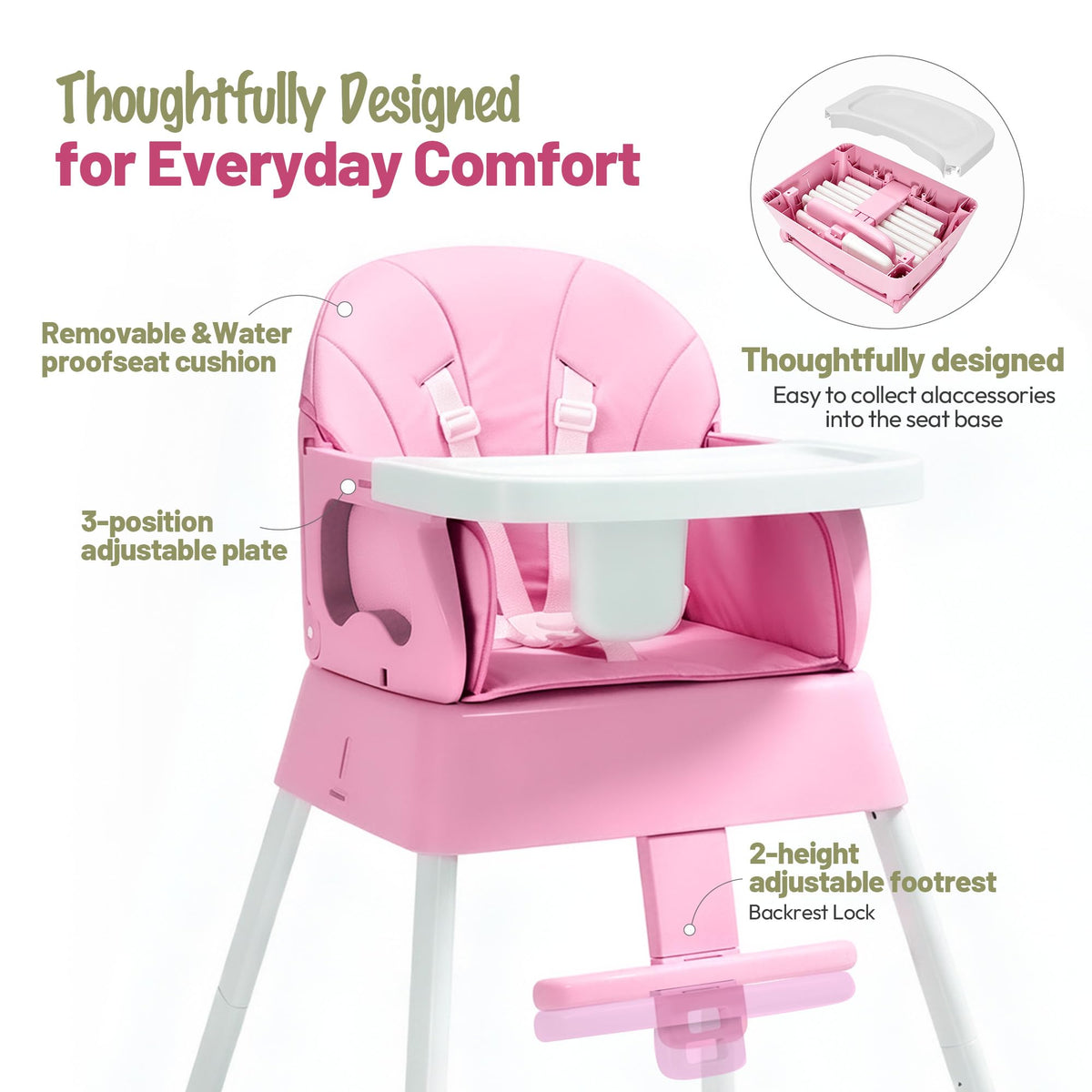 5 in 1 Foldable Baby High Chair O2789