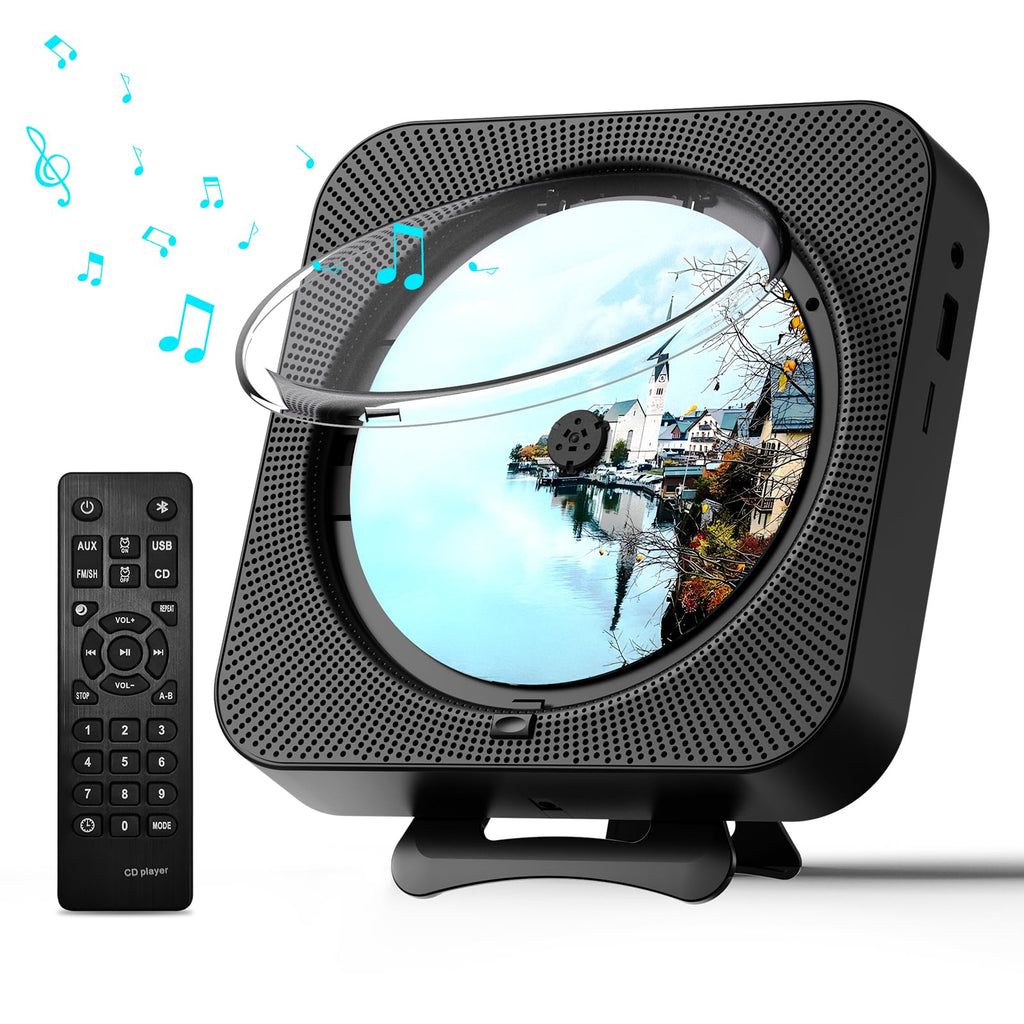 Portable CD Player with Bluetooth, Dual Speakers, LED Display, FM Radio, Black R88717