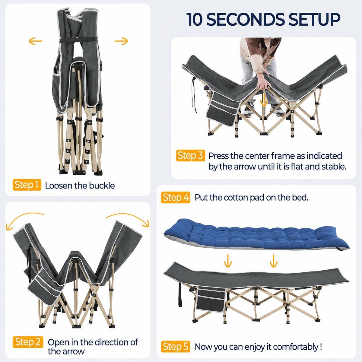 Folding Camping Cot with Thick Mat & Carry Bag O112294