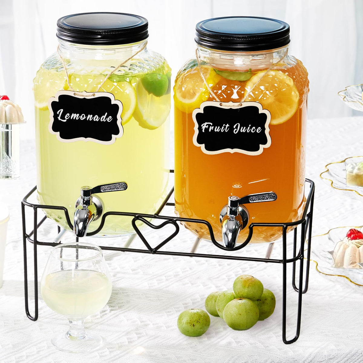 1 Gallon Glass Beverage Dispenser with Stand and Fruit Infuser G596999
