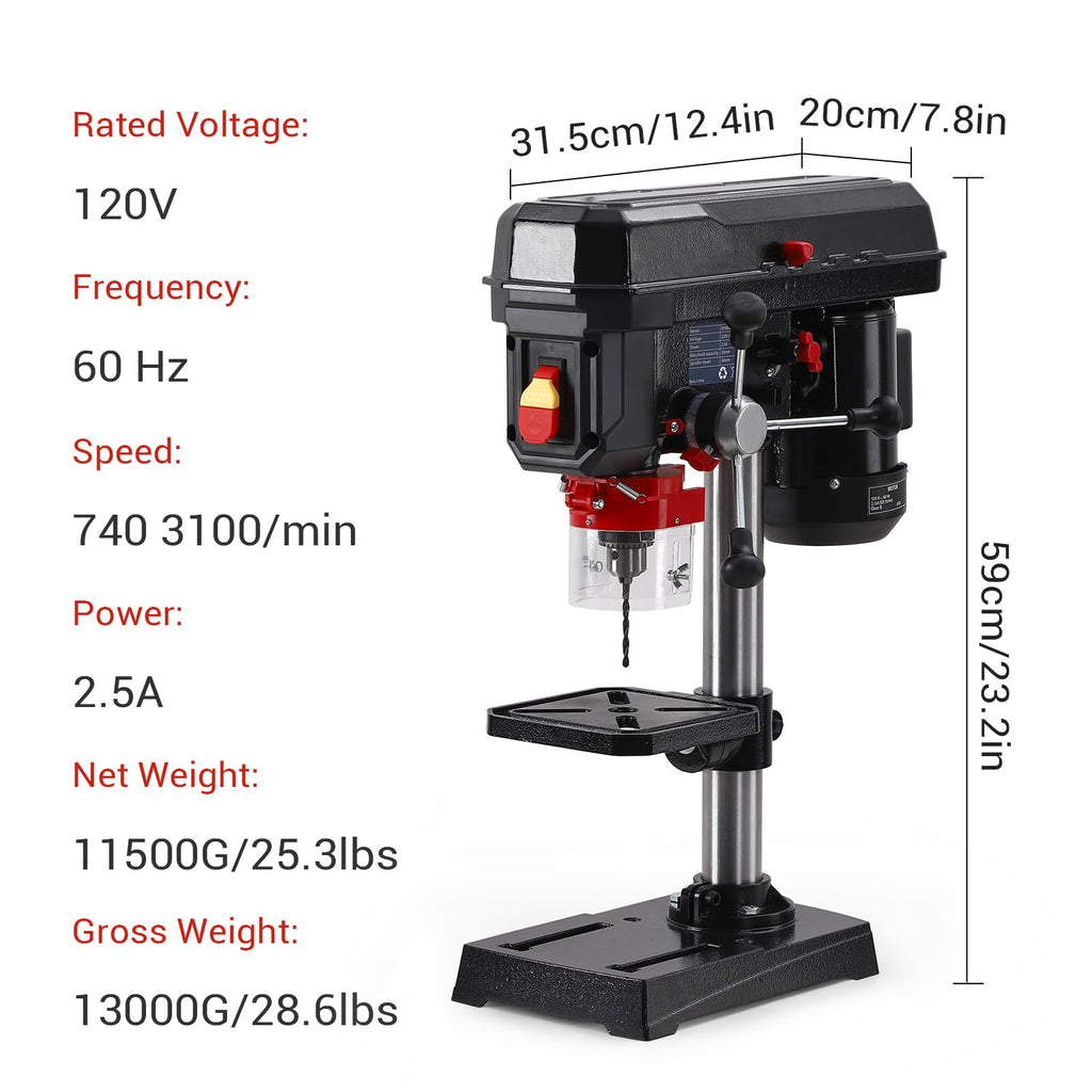 8 Inch 2.5A Benchtop Drill Press with 5 Speed Adjustable P86793