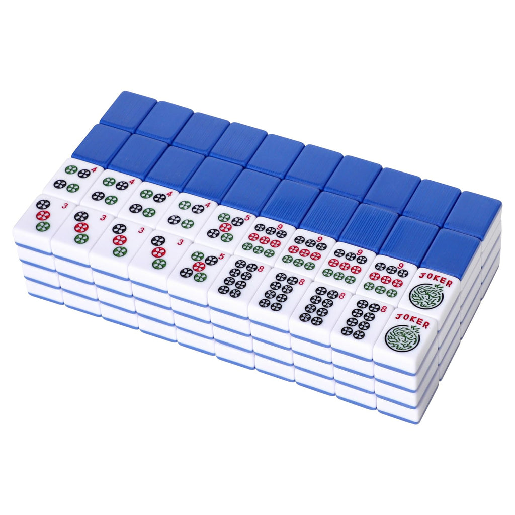 166 Blue Mahjong Tile Set with Bag and 4 All-in-One Rack/Pushers S955980