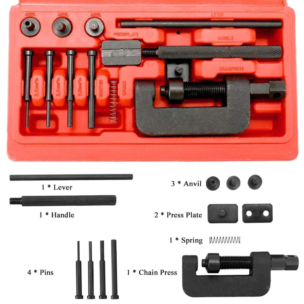 Motorcycle Bike Chain Breaker Riveter Tool Set with Carry Box O760171