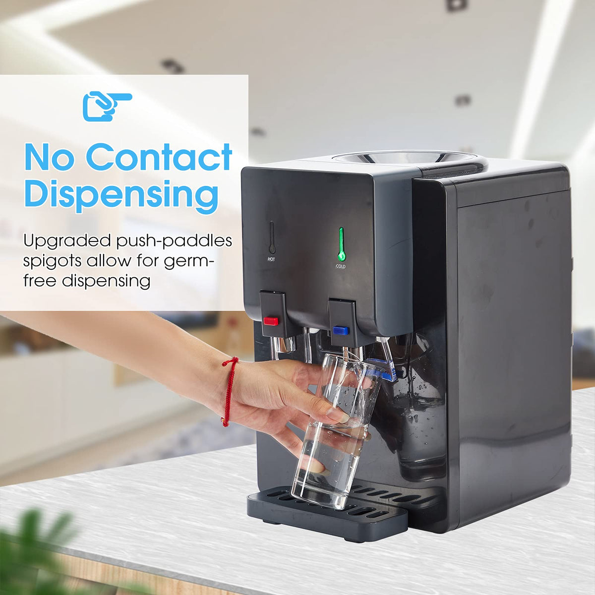 Top Loading Hot and Cold Water Cooler Dispenser, Black A545