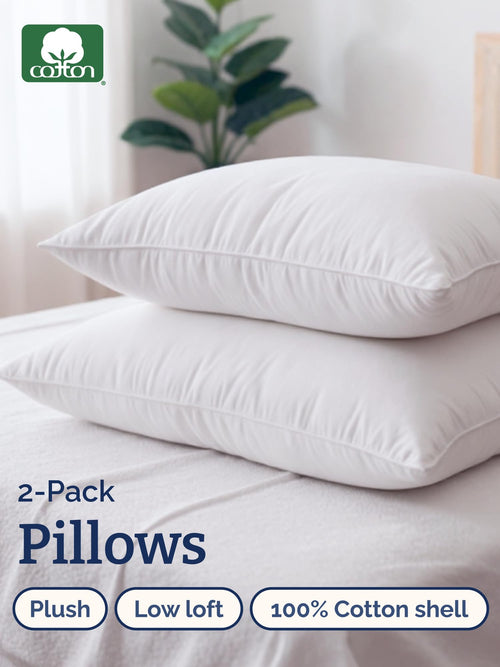 100% Cotton King Size Bed Pillows Set of 2 White P3492