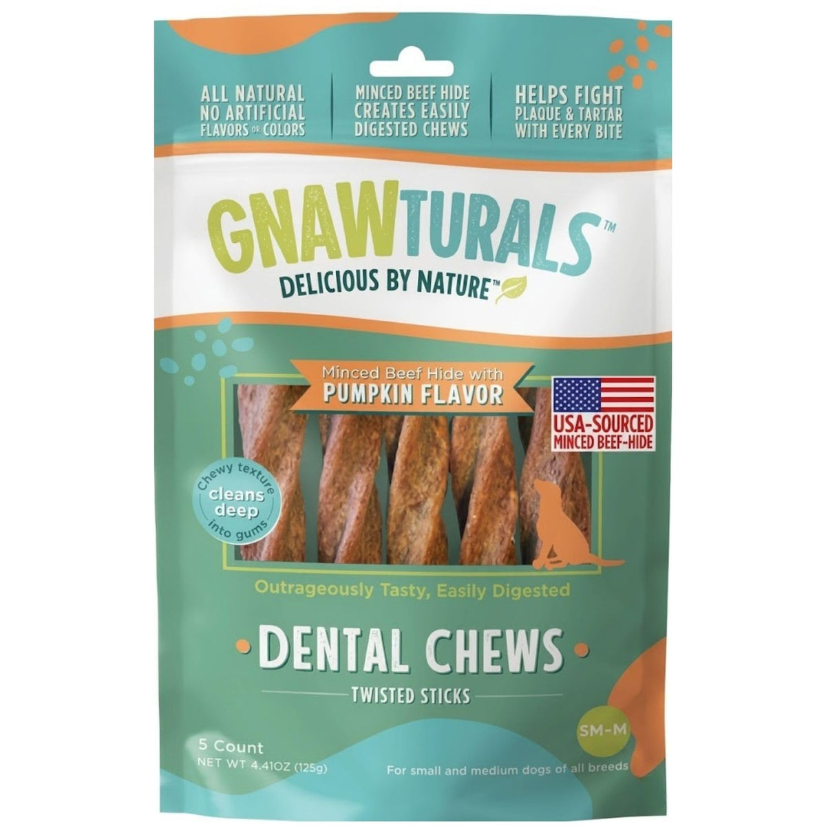 Twisted Sticks Dental Chews for Dogs (5 Sticks, Pumpkin) T2592