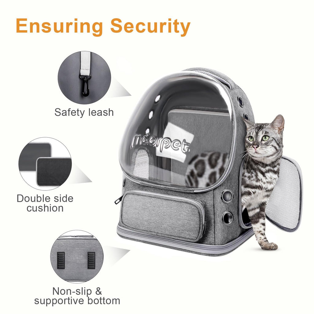 Breathable Cat Bubble Backpack Large Space Pet Carrier Backpack Expandable for Kitty Dog, Foldable Airline Approved Cat Backpack, Transparent PetTravel Backpack Up to 20 lbs (Green) (Grey) D1557
