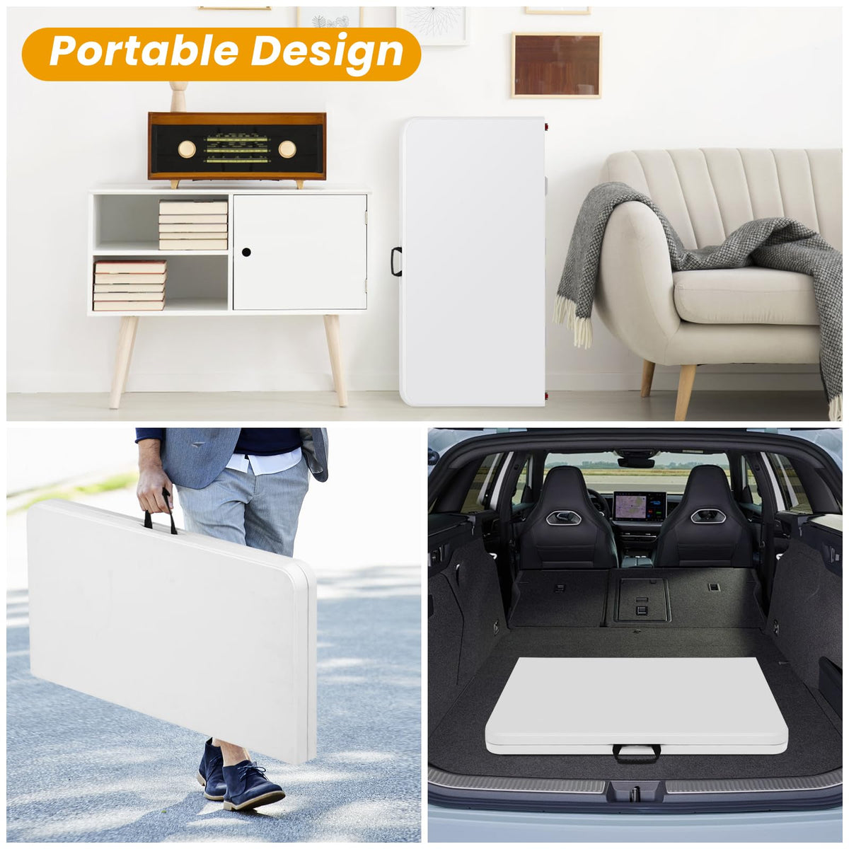 34 Inch Square Folding Table White P465