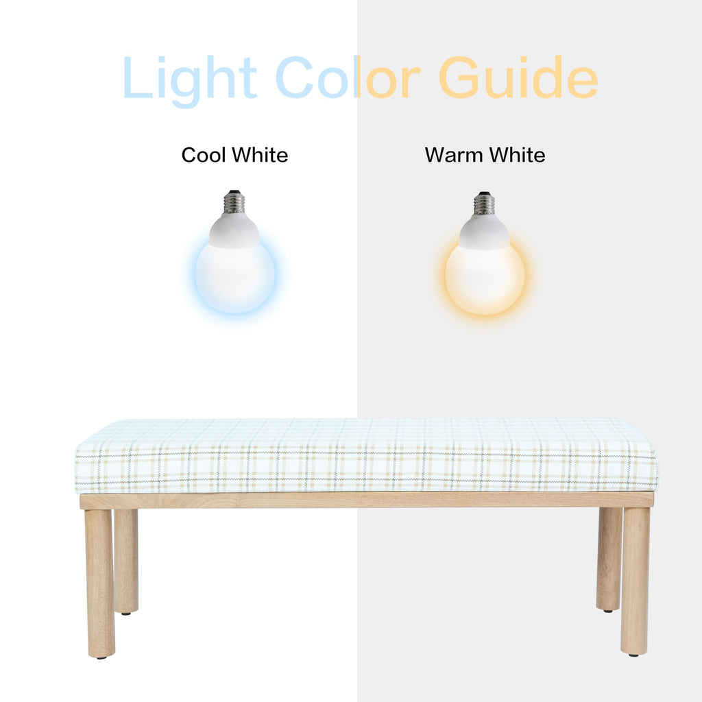 Natural Plaid Woven Fabric Bench H435189