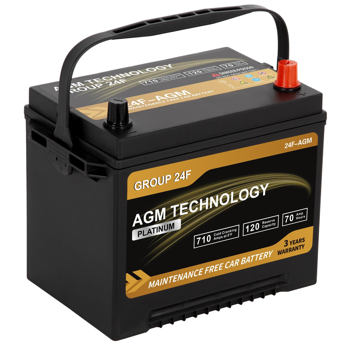 AGM Car Battery Group Size 24F 12V 70Ah 710 CCA G1262