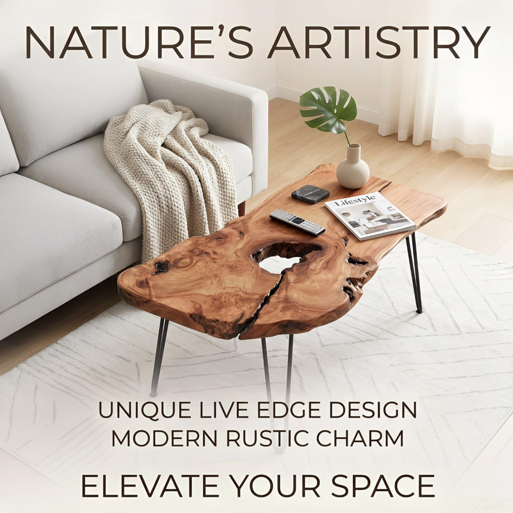 Live Edge Natural Wood Coffee Table B165