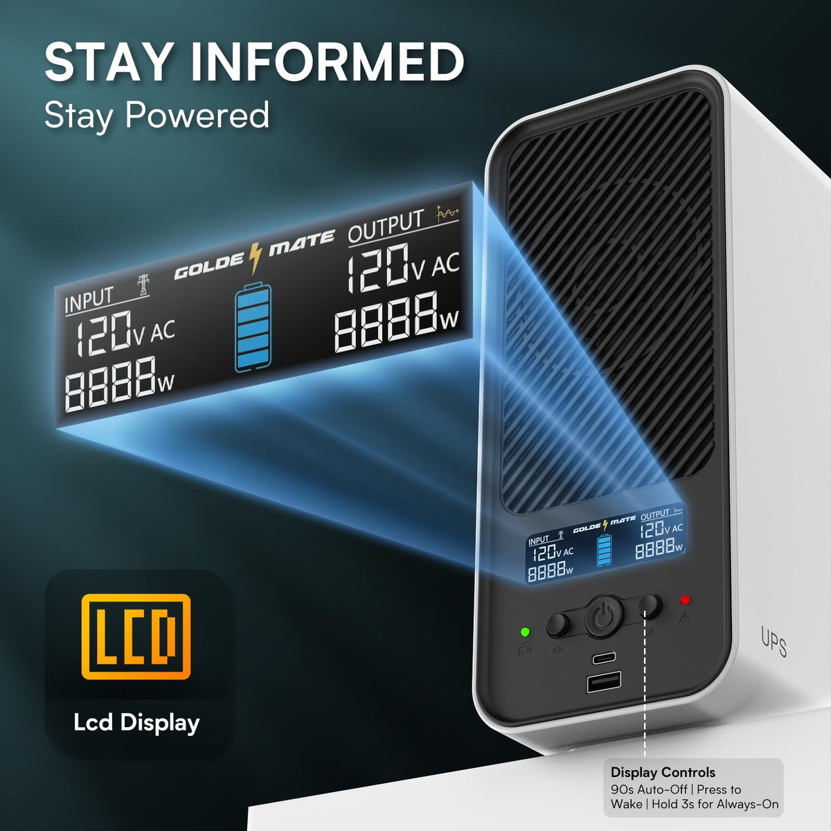White 1500VA/1000W Lithium UPS Battery Backup & Surge Protector G161007