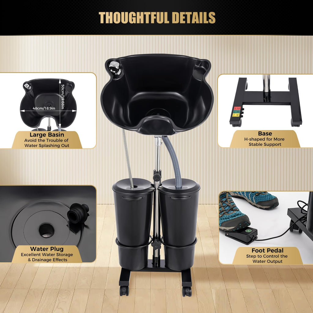 Electric Double Bucket Salon Sink Portable Shampoo Bowl L658
