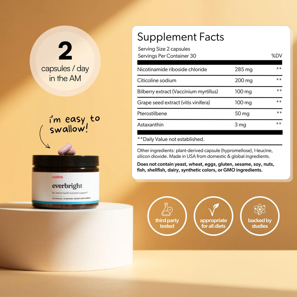 NAD+ Supplement with Nicotinamide Riboside NR, Citicoline, Pterostilbene & Astaxanthin, 30 Servings Z43577