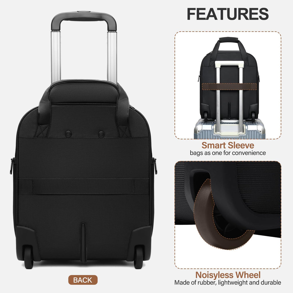 16-Inch Underseat Carry on Luggage with Wheels Black Q36138