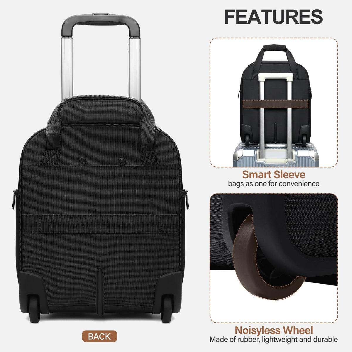 16-Inch Underseat Carry on Luggage with Wheels Black Q36138