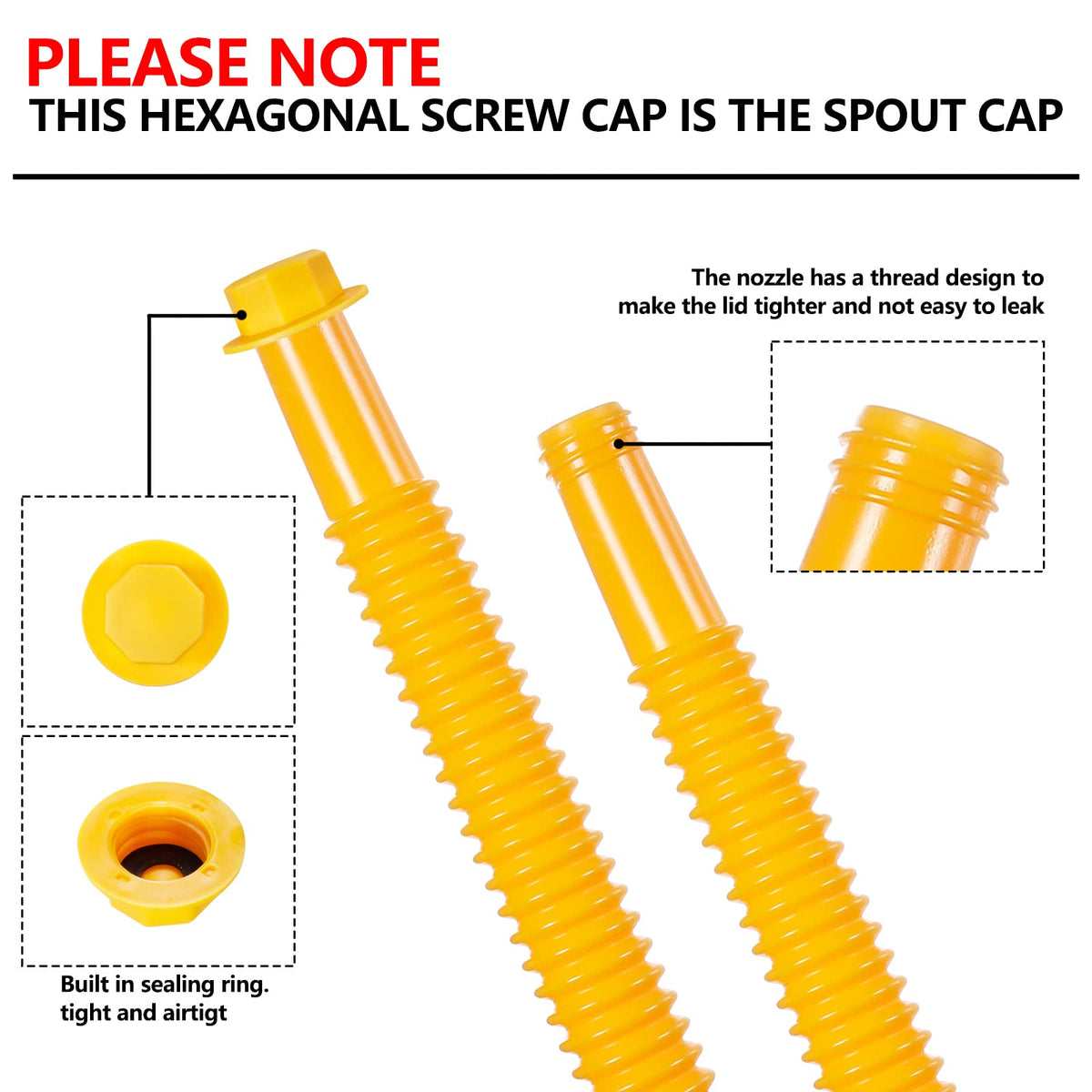Gas Can Spout Replacement Kits 3 Pack Yellow S6425