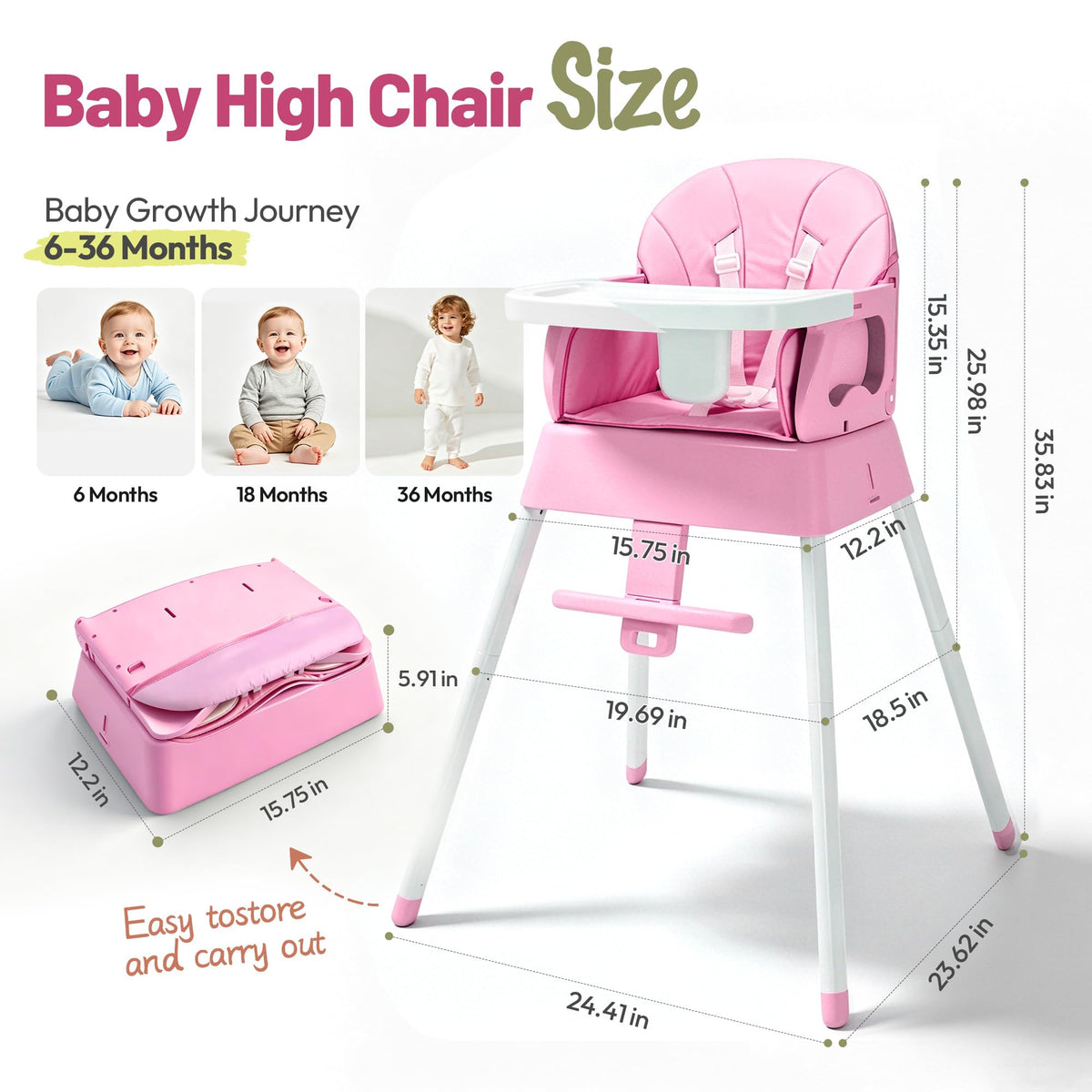 5 in 1 Foldable Baby High Chair O2789