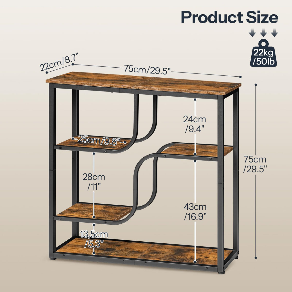 29.5" 5-Tier Narrow Console Table P6669