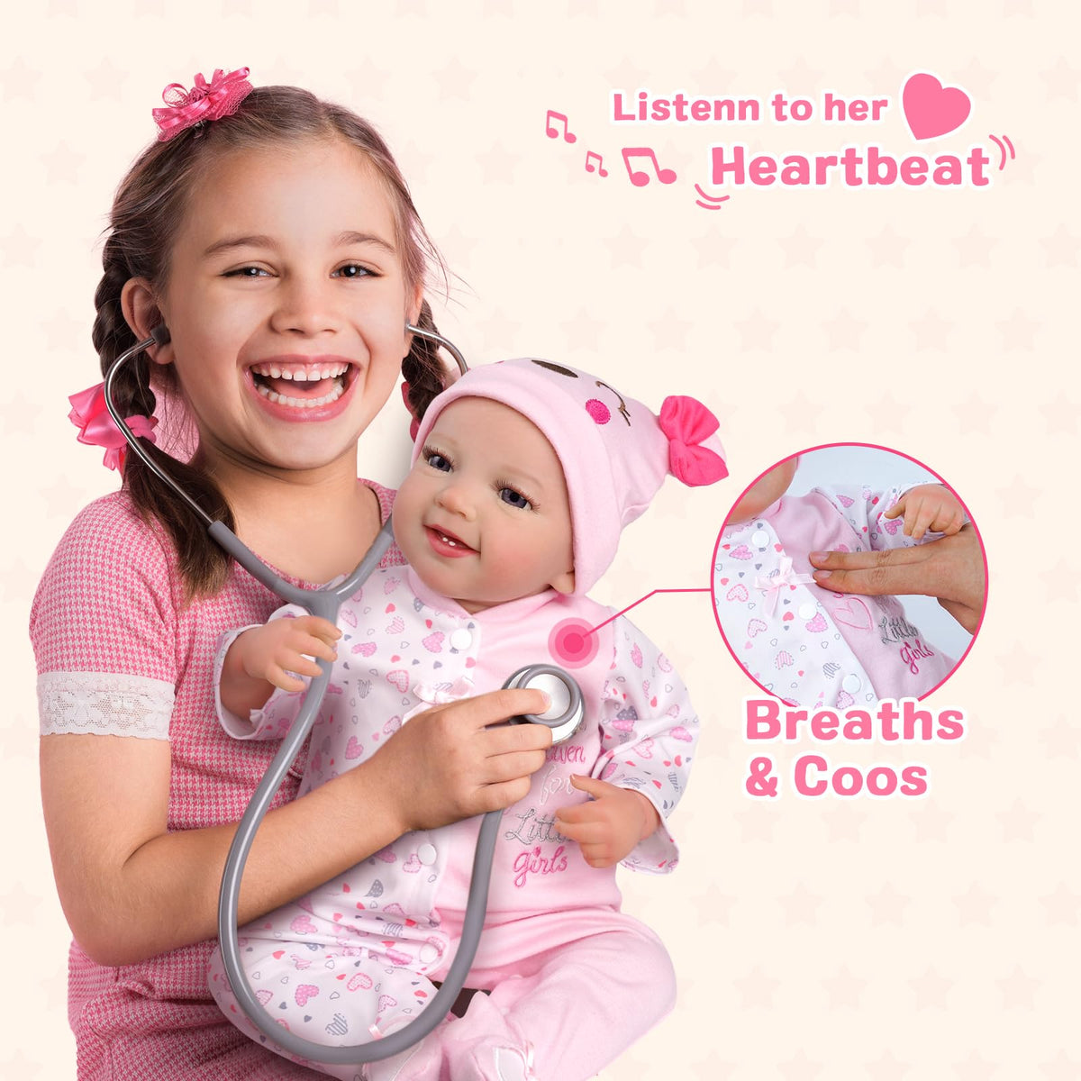 Reborn Baby Dolls with Heartbeat, Coos & Breathing W527219