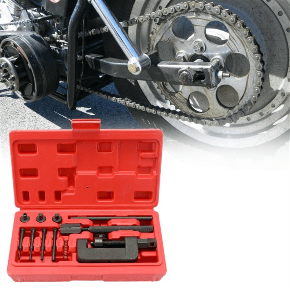 Motorcycle Bike Chain Breaker Riveter Tool Set with Carry Box O760171