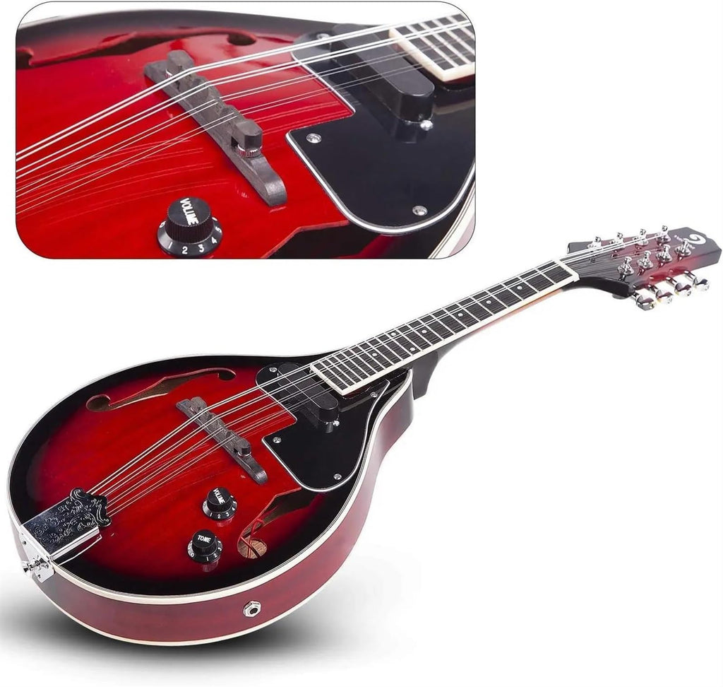 Red Sunburst Mahogany Wood Acoustic Electric Mandolin G2991