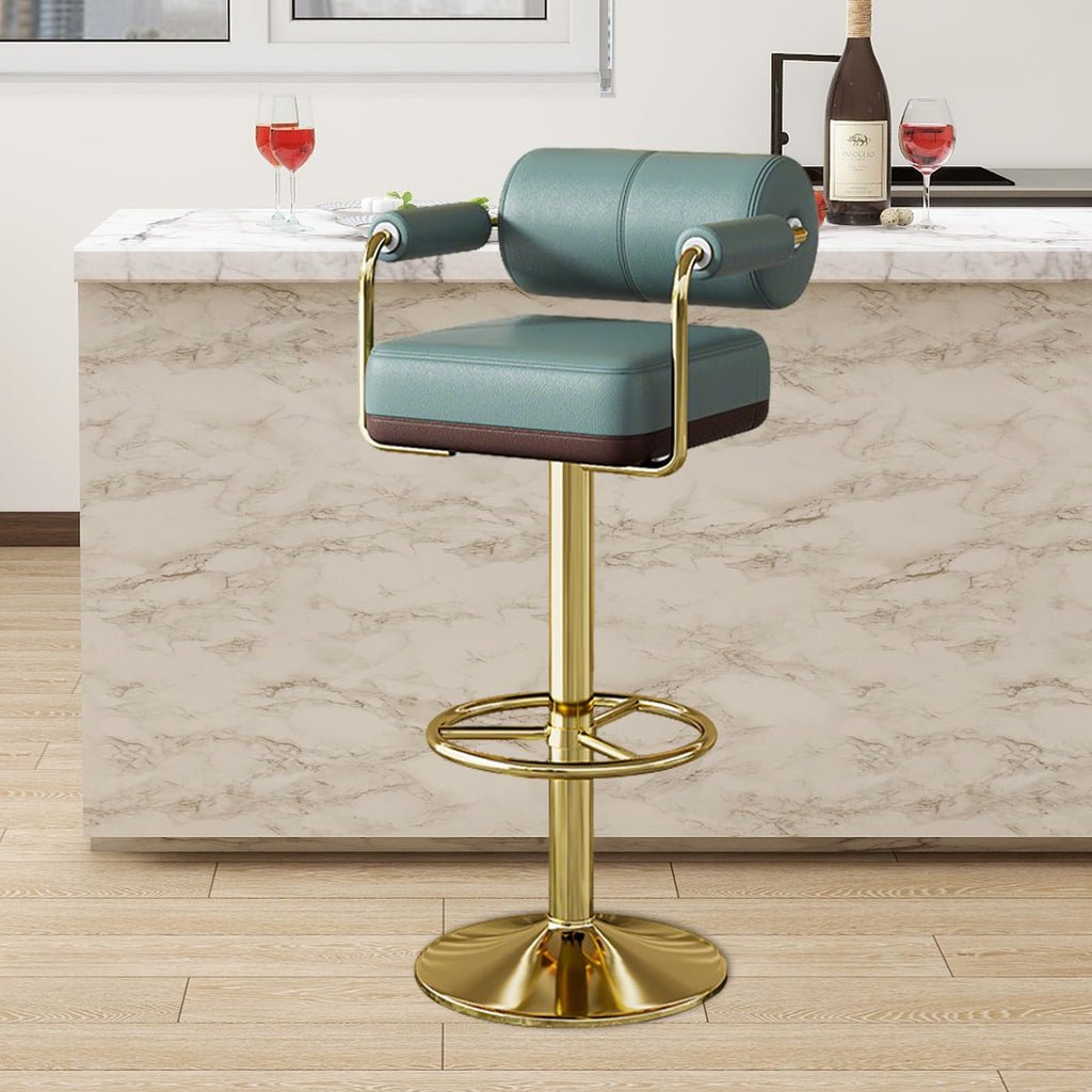 Set of 2 Green Adjustable PU Leather Bar Stools W25272
