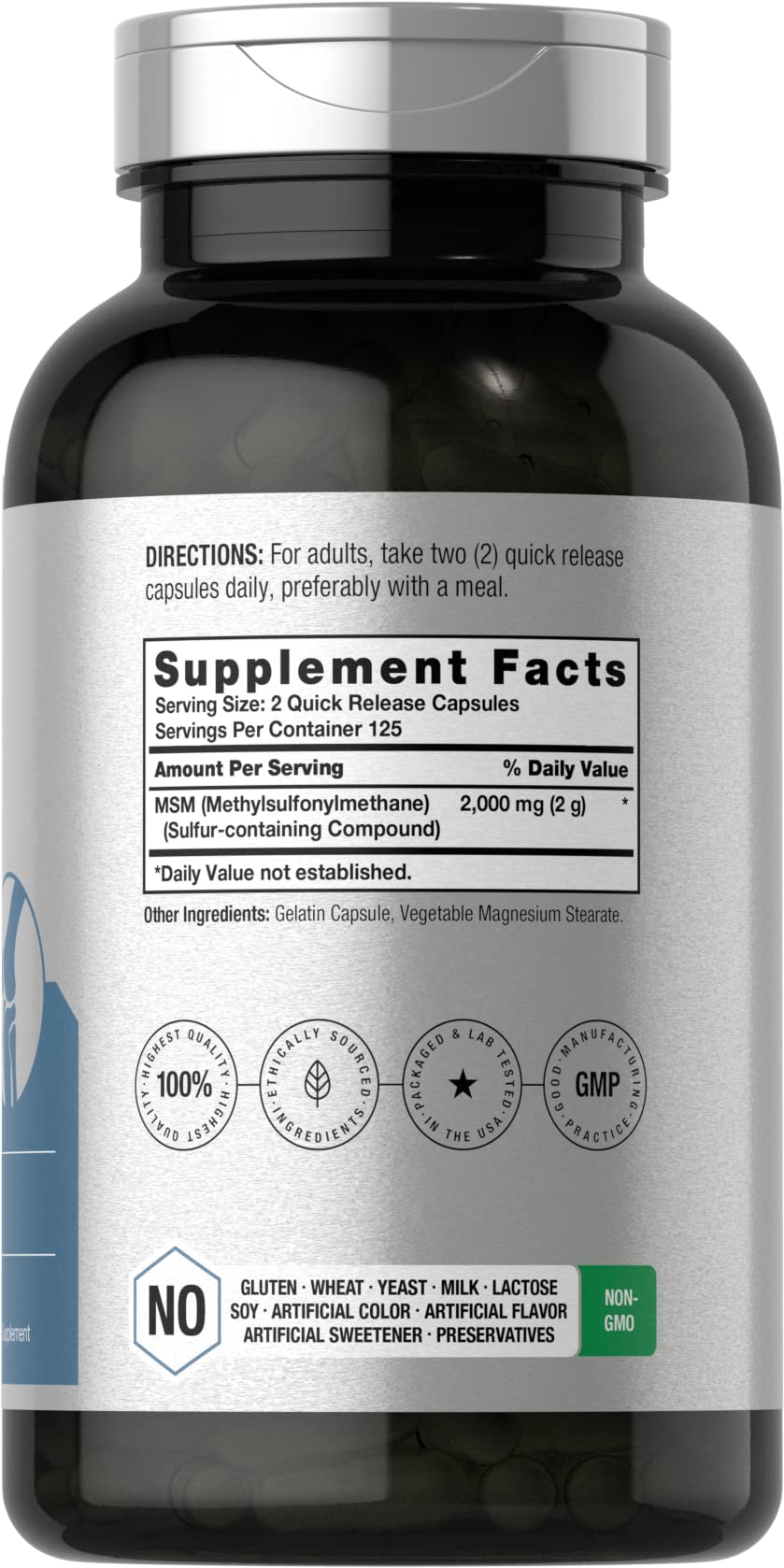 MSM Methylsulfonylmethane 2000mg 250 Capsules V617766