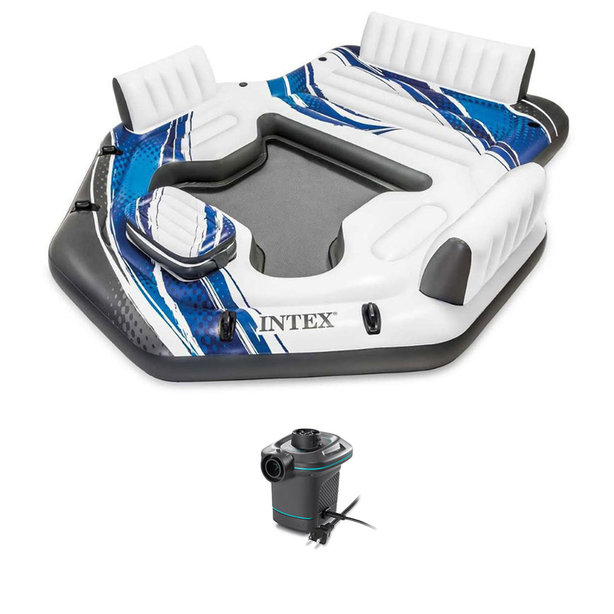 Blue 5-Person Floating with Electric Air Pump P3537