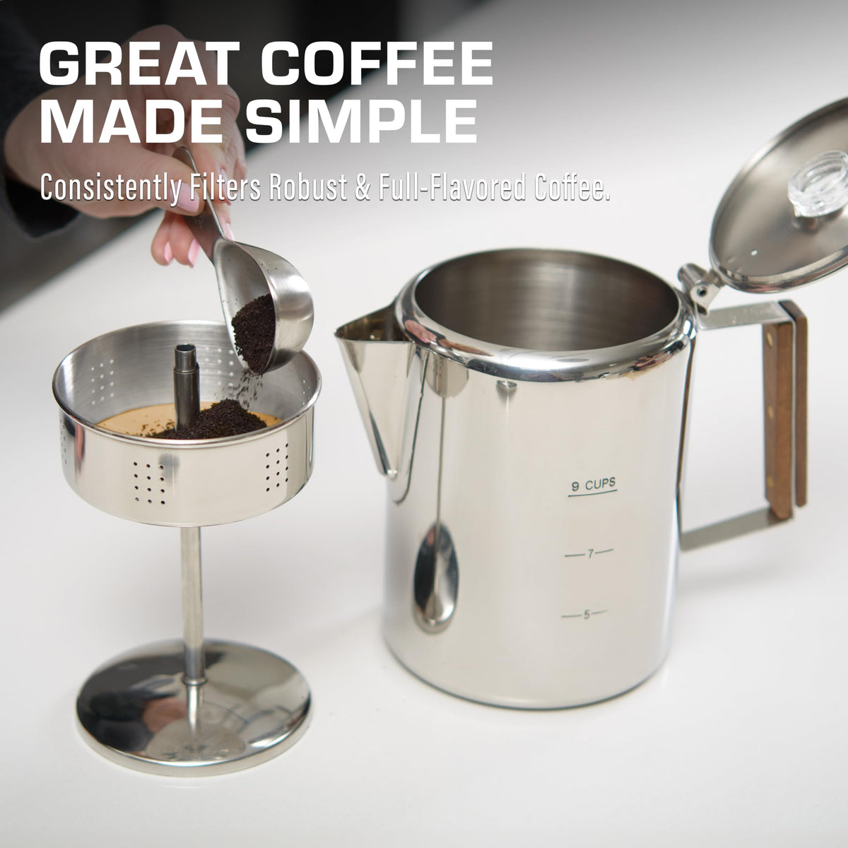 Percolator Coffee Pot with Glass Globes and Filters D490294
