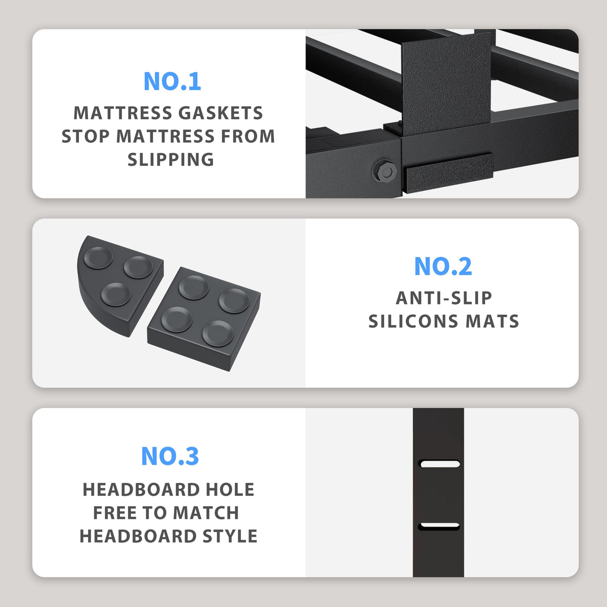 18 Inch Queen Bed Frame with Round Corners H41109