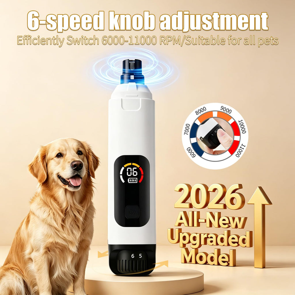 Dog Nail Grinder with LCD Screen, 6 Speeds, 4 Grinding Heads Z421