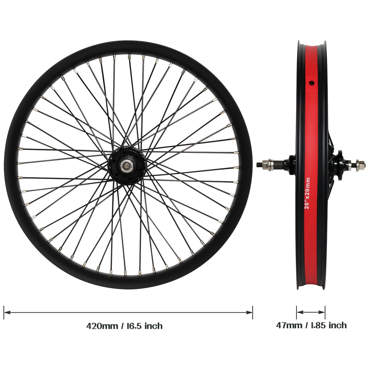 20"/26" Heavy Duty Bike Wheelset, Front and Rear, 12 Gauge 48 Spokes, Double Wall Aluminum Alloy Disc Brake MTB A79900