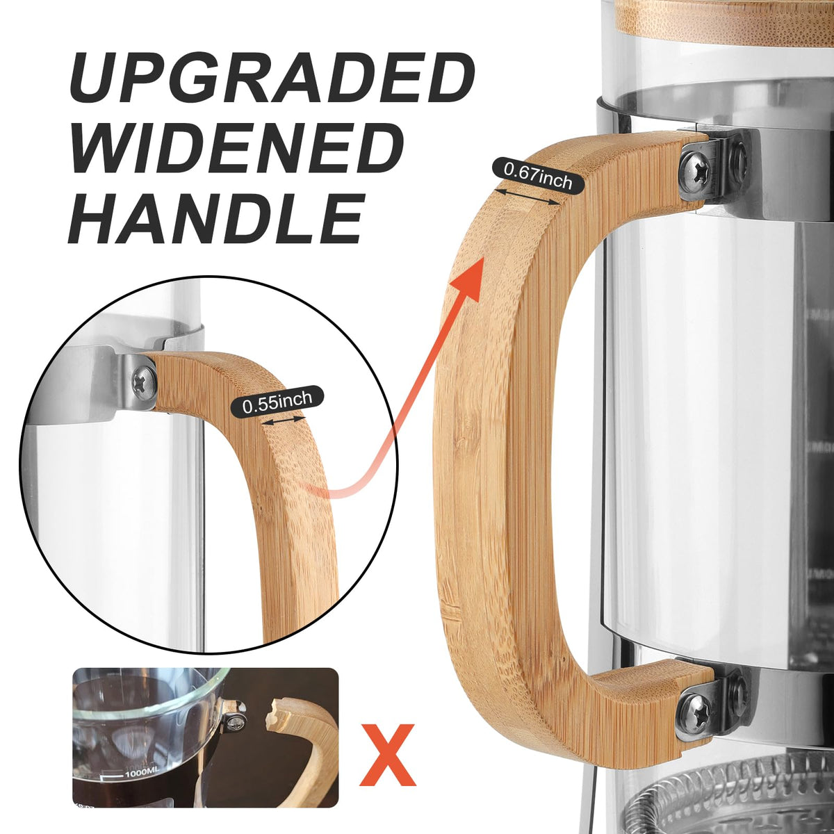 34 oz French Press Coffee Maker with Bamboo Lid D55921