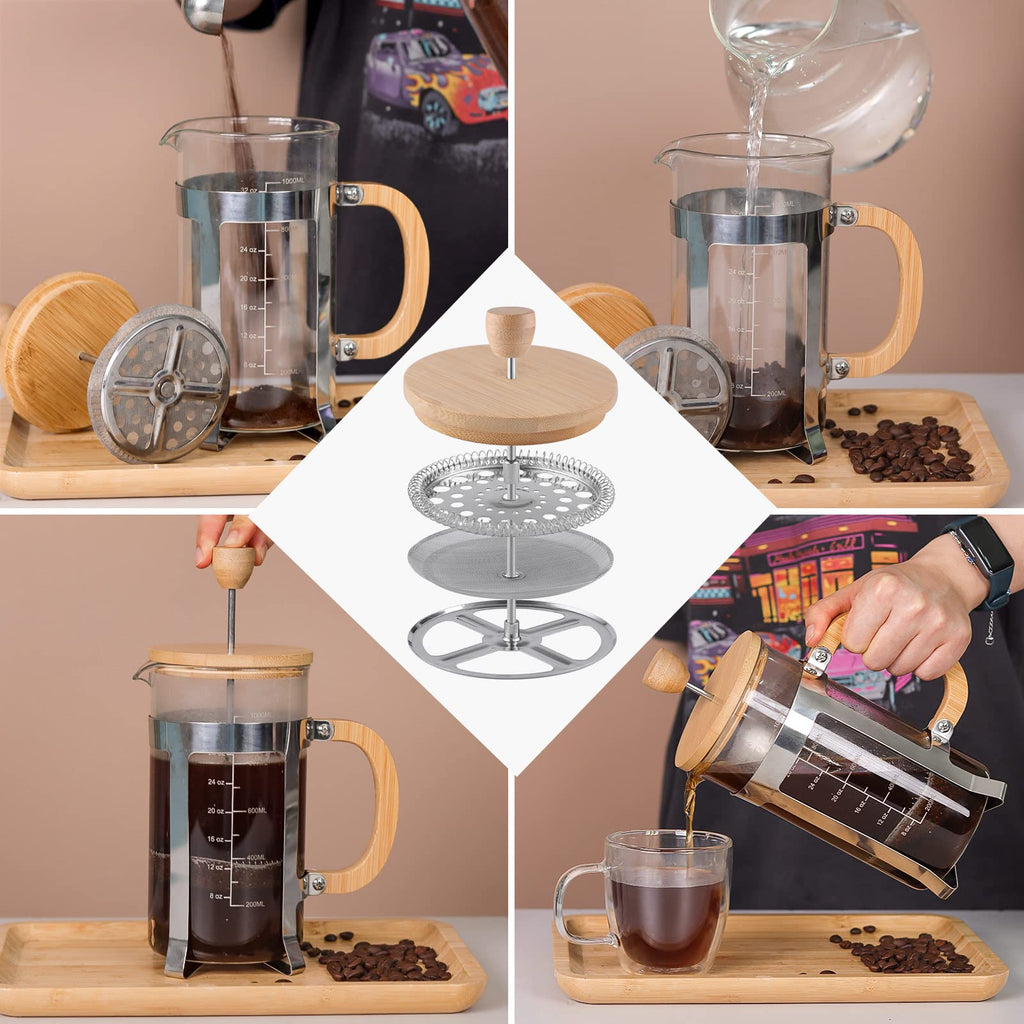 34 oz French Press Coffee Maker with Bamboo Lid D55921